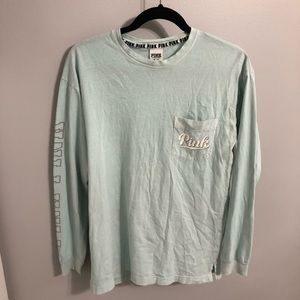 PINK light blue long sleeve top w pocket